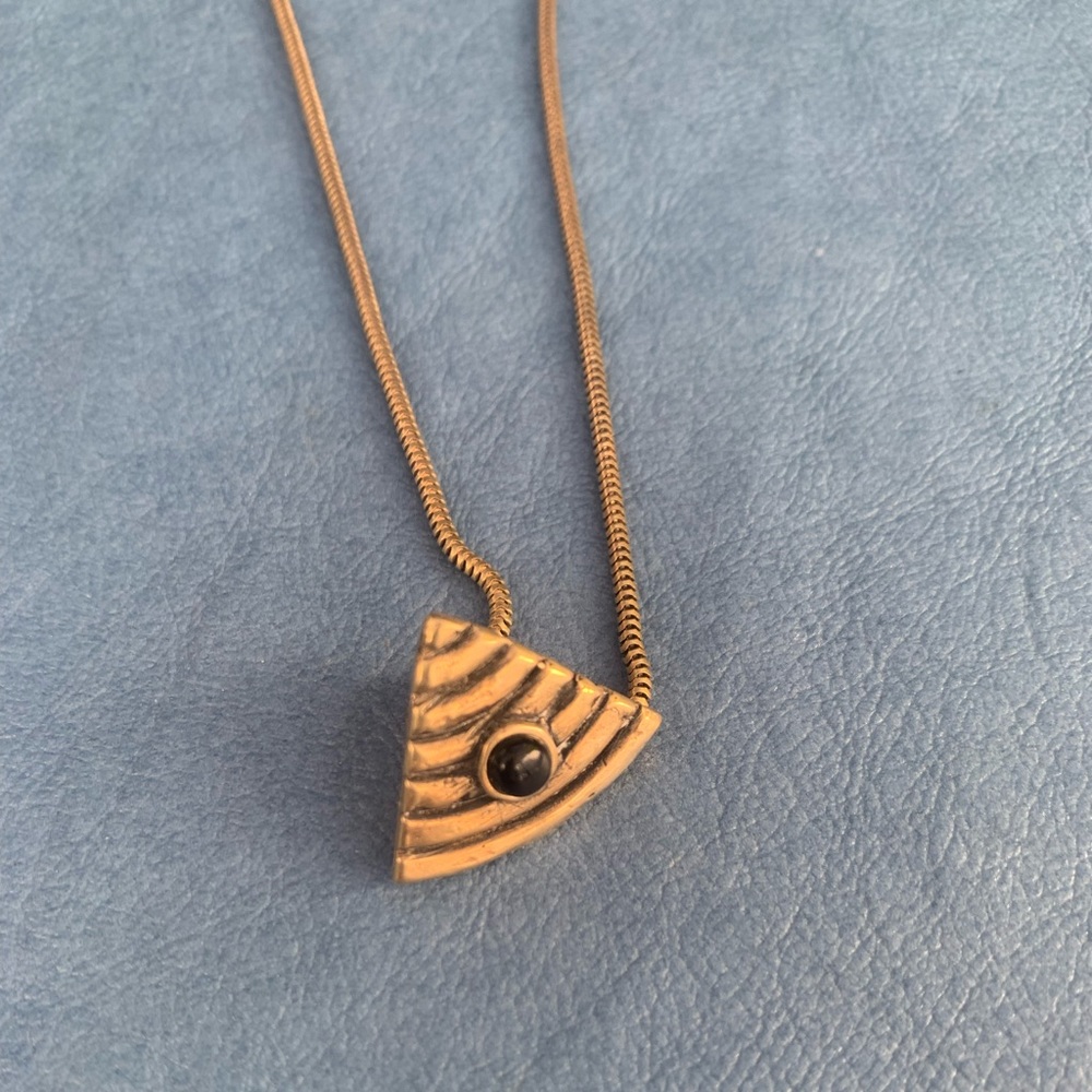 Seaworthy Brass and Onyx Pyramid Necklace